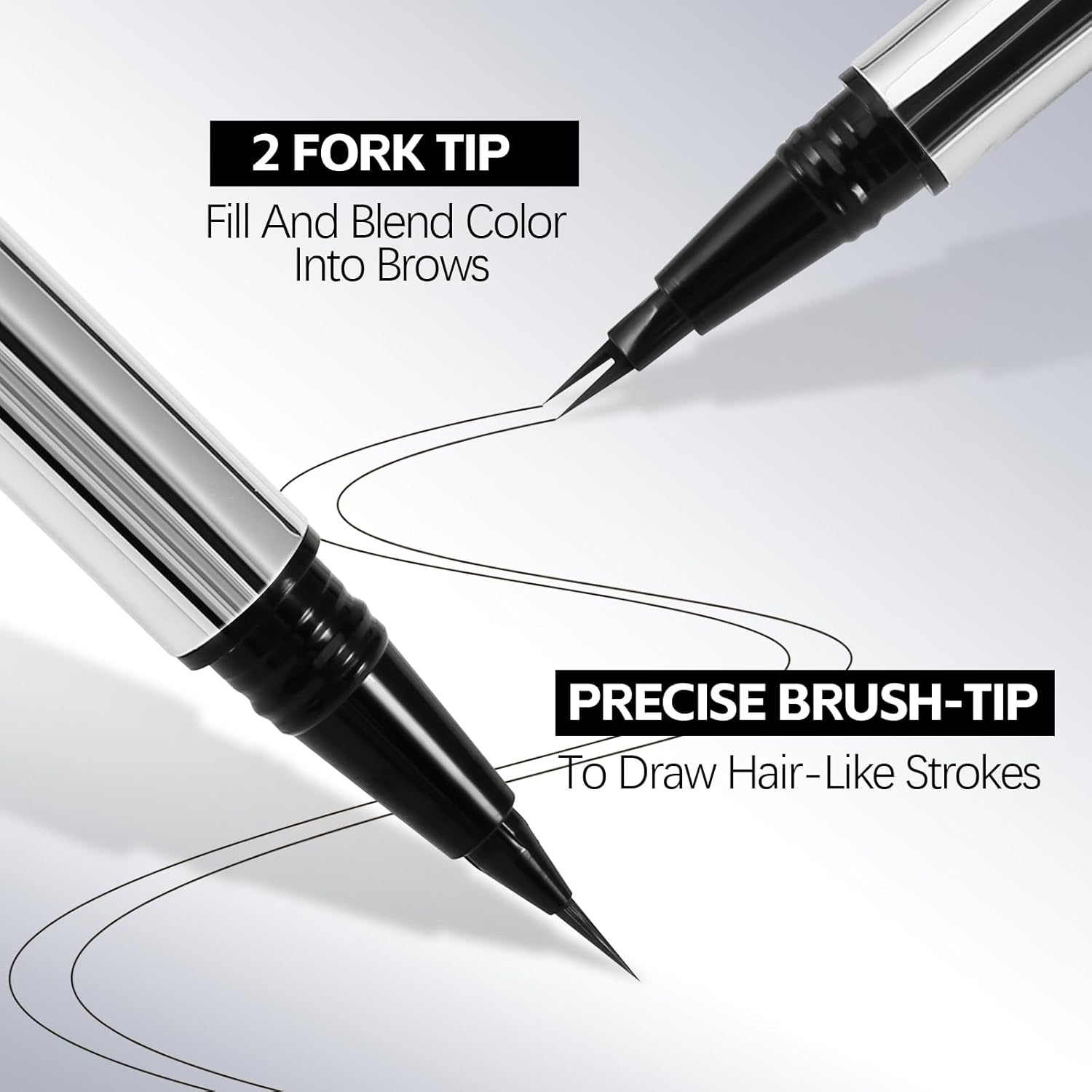 Waterproof Eyebrow Pen, Dual-Ended 2 Forks Microblading Brow Pen and Brush Set, Ultra-Precise Liquid Eye Brow Pencil, Eyebrow Makeup Pencil for Women image number 1