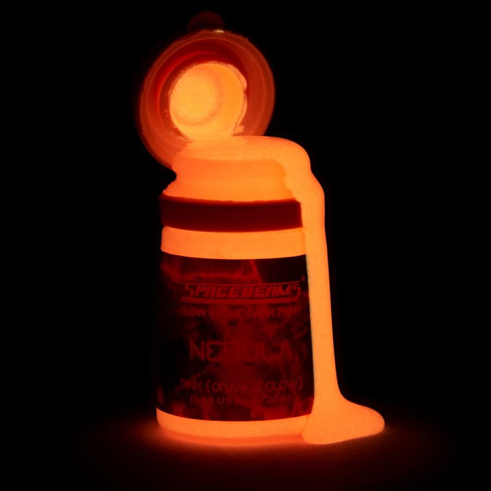 Nebula Glow in the Dark Paint (20Ml) Pink with Orange Glow, Non-Toxic, Water Based, by Spacebeams image number 4