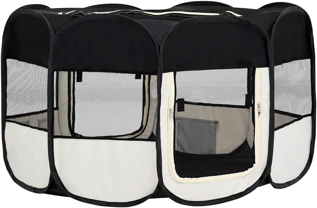 Foldable Dog Playpen with Carrying Bag - Black 145X145X61 Cm image number 5