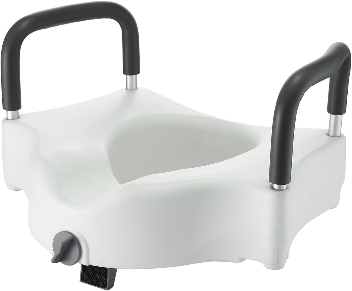 Raised Toilet Safety Seat Portable Elevated Riser with Armrest Bathroom Home Aid Safety for Seniors Pregnant 5Inch