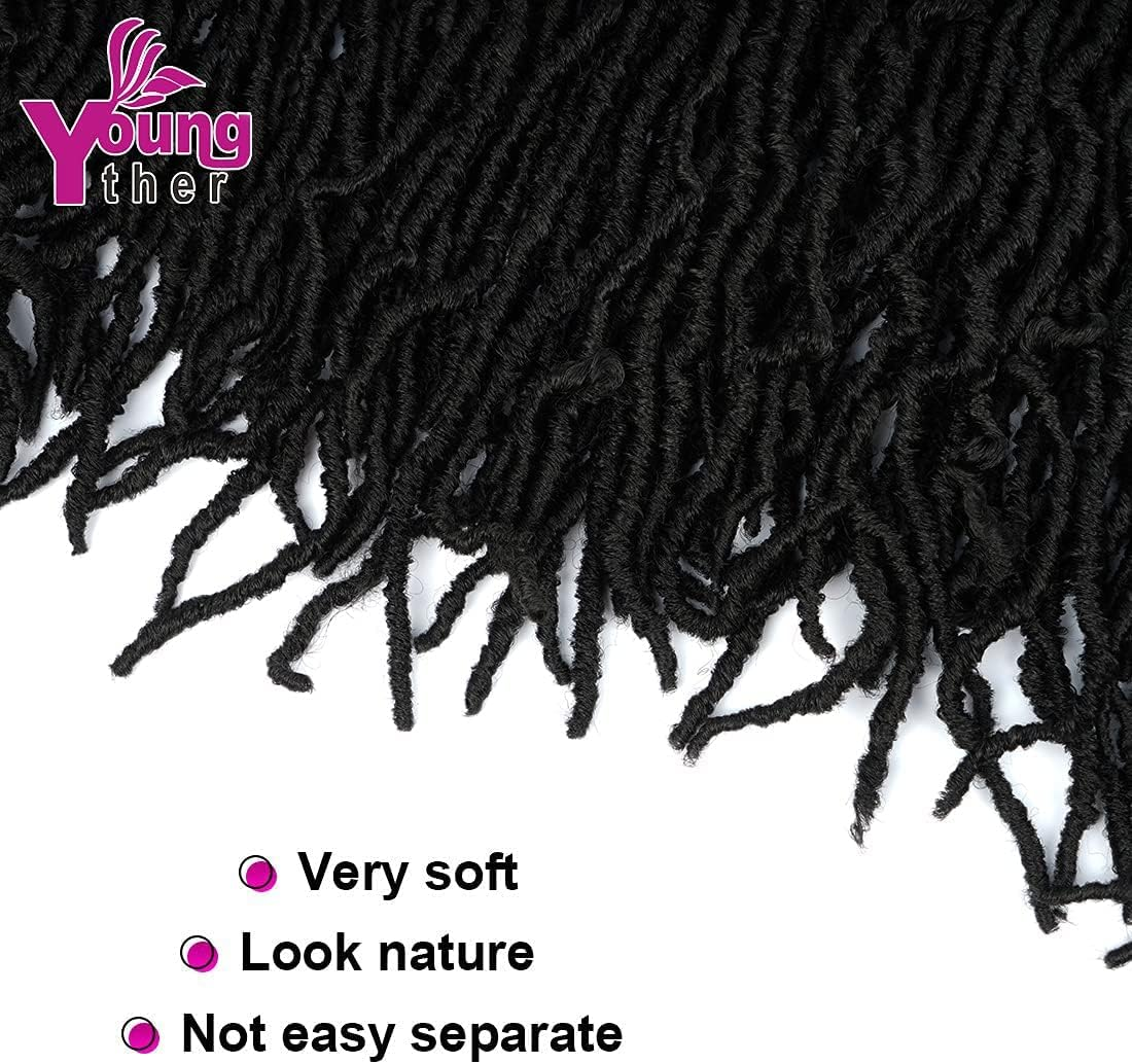 Youngther New Faux Locs Crochet Hair 24 Inch 7 Packs Soft Crochet Locs for Natural Butterfly Locs Style - Pre Looped Goddess Locs Crocher Hair for Balck Women Synthetic Braiding Hair Extensions image number 5