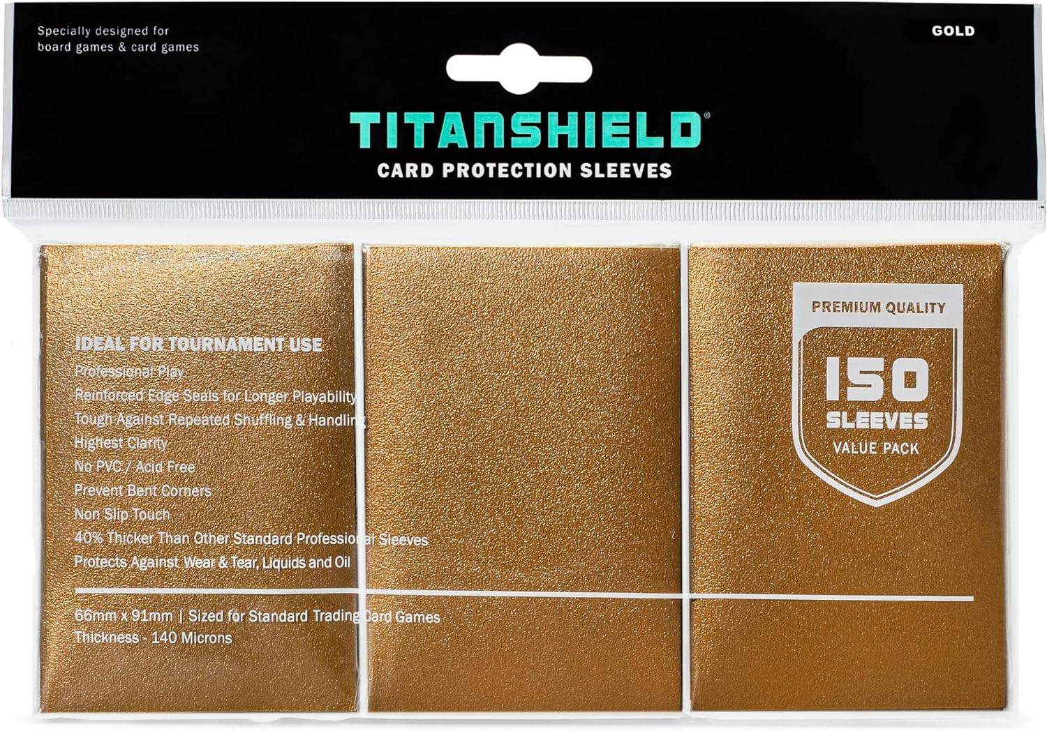 Titanshield (150 Gold Sleeves) Compatible with MTG Magic the Gathering, Lorcana, Board Games and Trading Cards 2.5" X 3.5" 66X91Mm image number 4