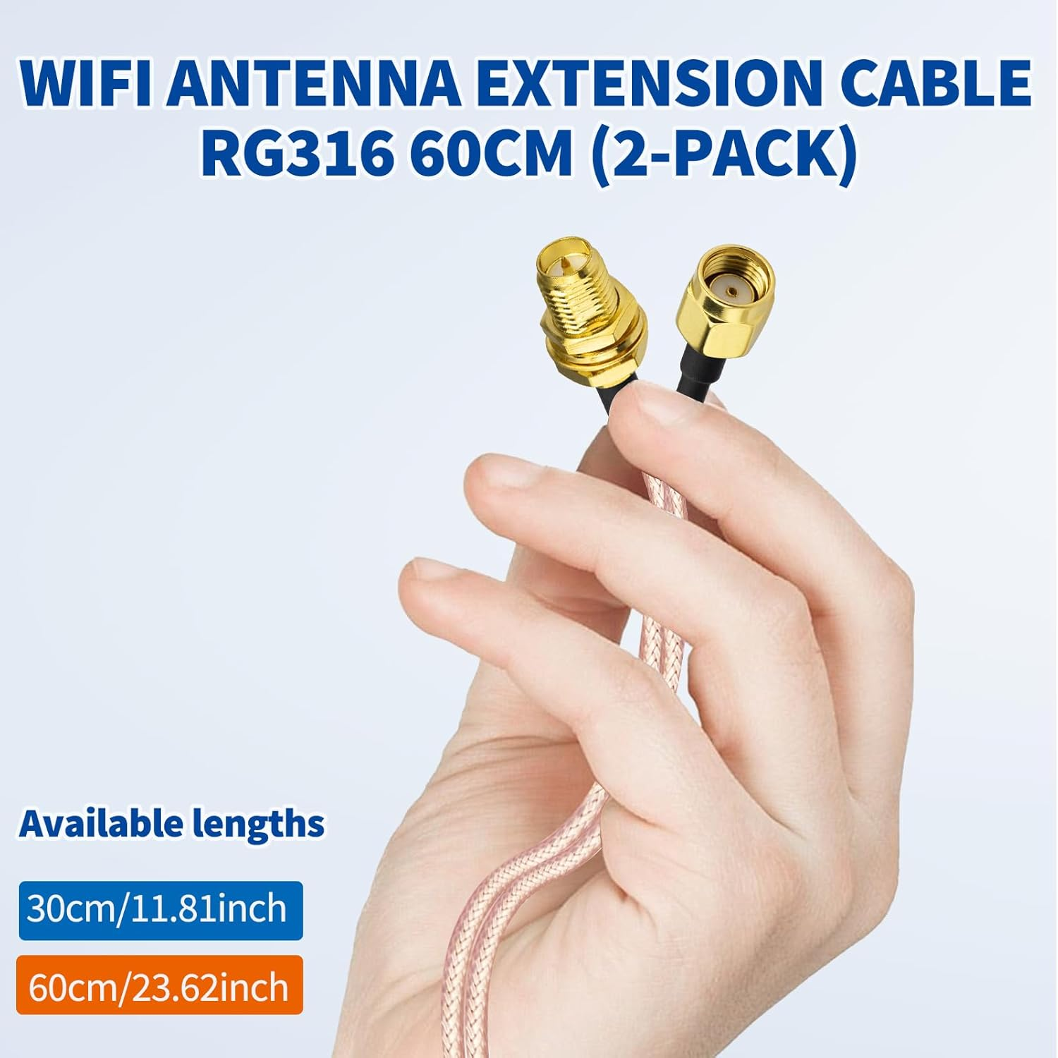 Bingfu Wifi Aerial Antenna Extension Coaxial Cable RP-SMA Male to RP-SMA Female Bulkhead Mount RG316 60Cm (2-Pack) for Wireless PCI Express PCIE Network Card Wifi Adapter Wifi Router Security Camera image number 6