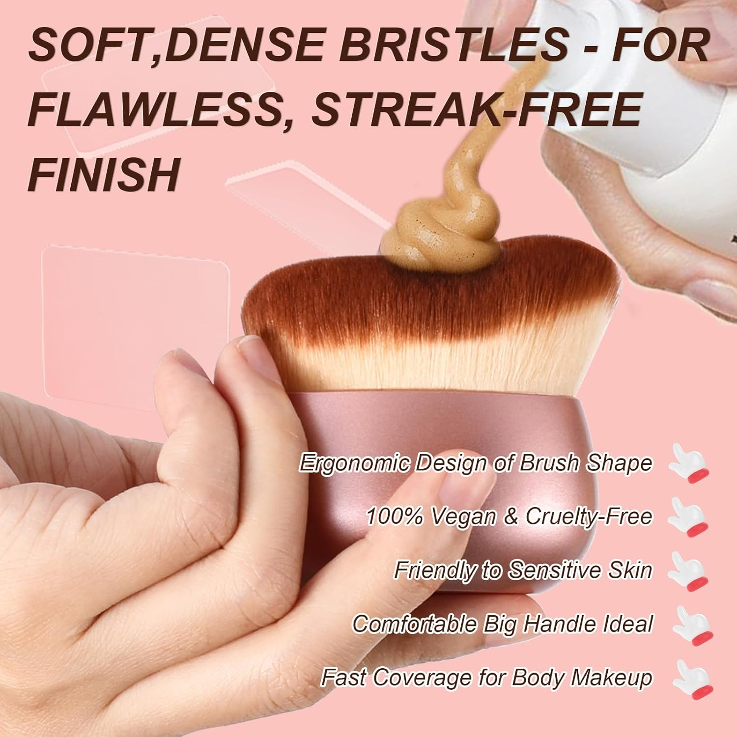 Beeyoye Extra Large Body Makeup Brush for Applying Self Tanner,75Mm Face Kabuki Brush Leg Tanning Brush for Applying Self-Tan Lotion,Body Coverage Applicator for Makeup Tattoo Concealer