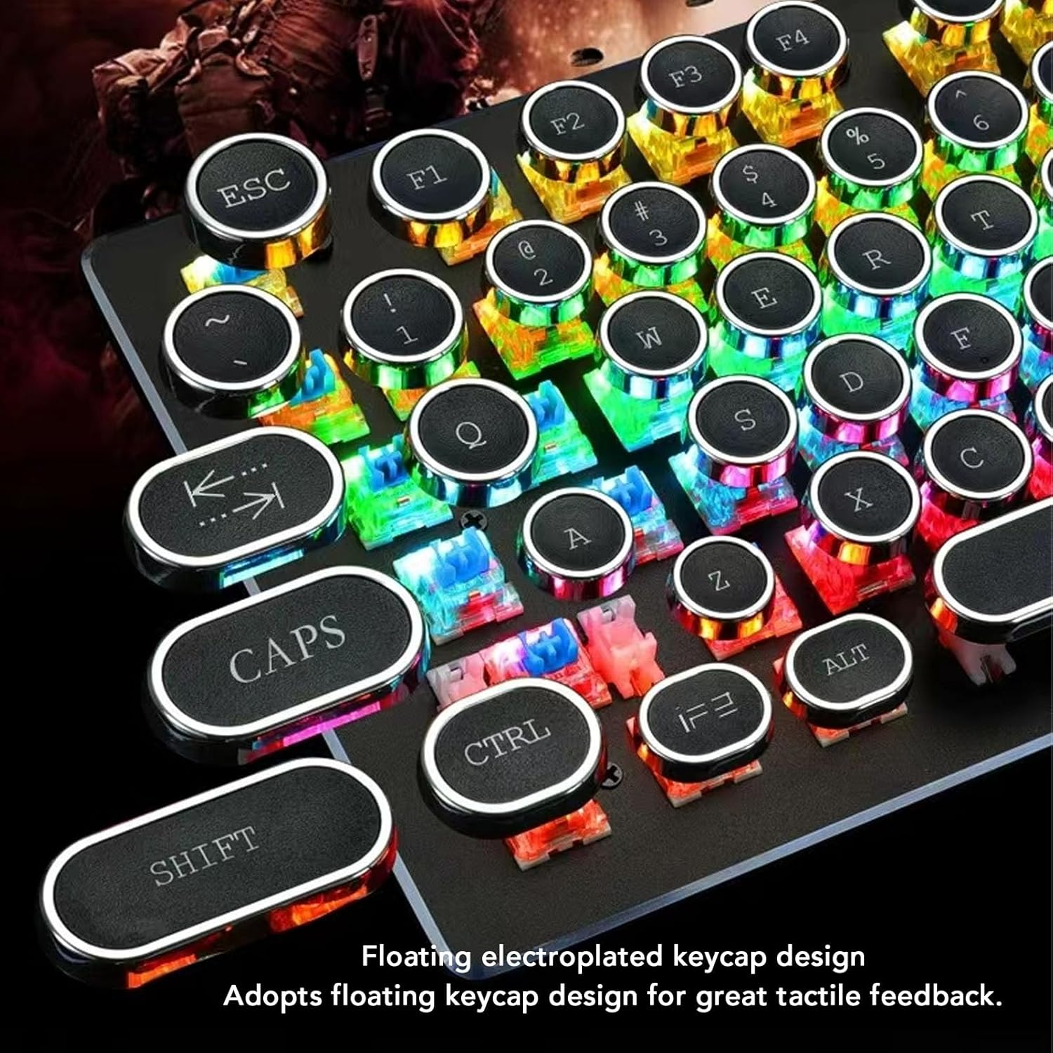 104 Keys RGB Mechanical Gaming Keyboard, Backlit USB Wired Keyboard with Blue Switch, Computer Keyboard for Desktop PC (Black) image number 6