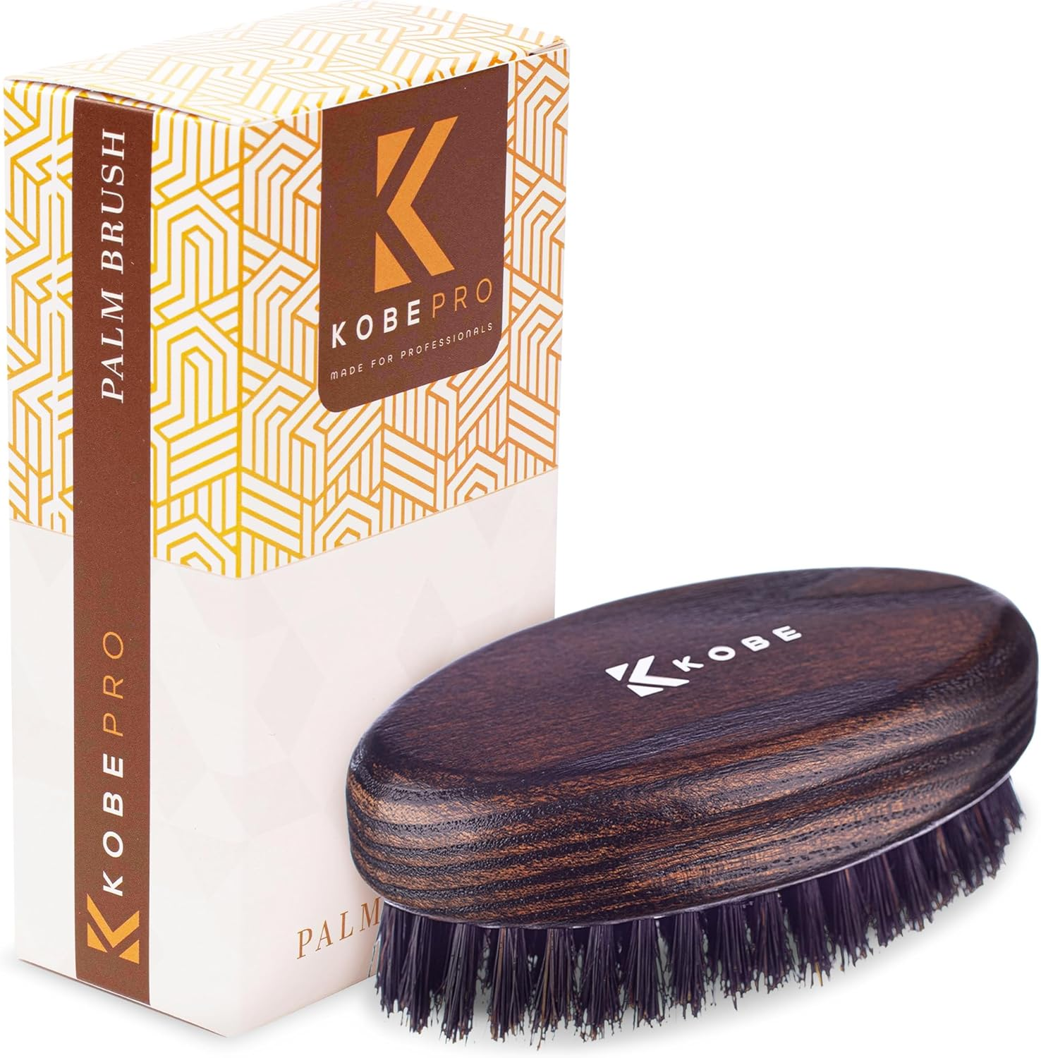 Kobe Palm Men'S Dark Wood Oval Military Hair Brush - Hand Sized Grooming Tool with Natural Boar and Nylon Mix Bristles for Hair and Beard image number 2