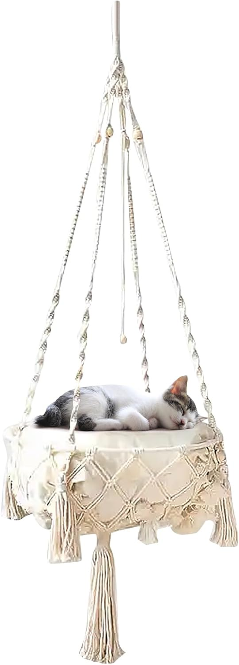 Cat Hammock Wall Mounted, Hand Woven Cat Hammock Bed, Macrame Hanging Wall Rope Cat Bed for Sleeping, Climbing (35 Cm) image number 3