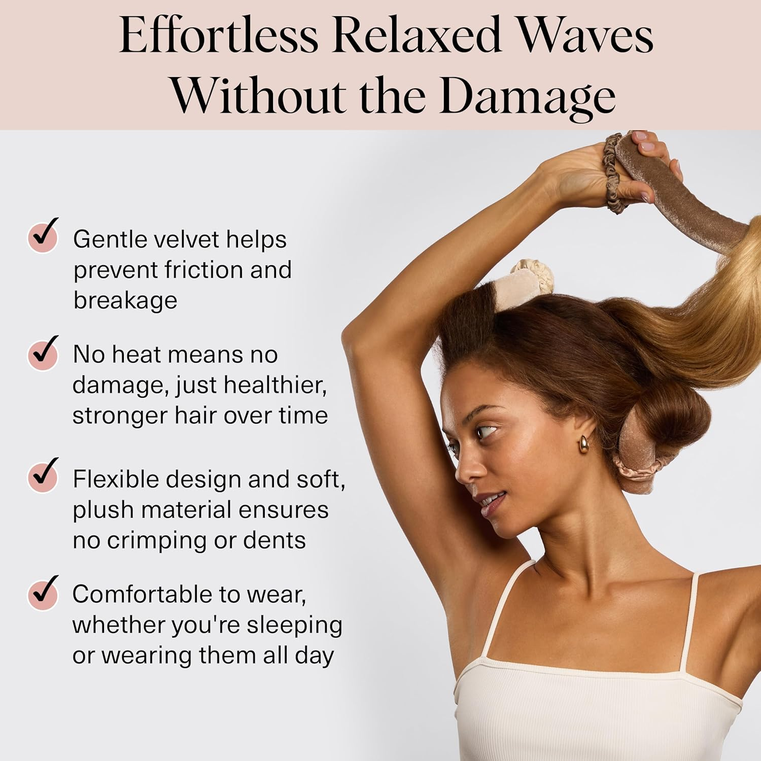 Kitsch XL Flexi Rods for Heatless Curls Overnight - Soft Velvet Hair Rollers for Women - Hair Curlers to Sleep in - Eucalyptus, 4Pcs image number 4