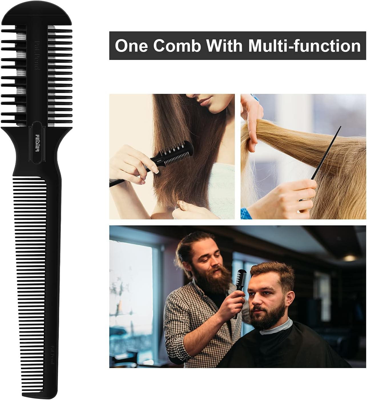 Hair Cutting Comb - Double Edge Razor for Thin and Thick Hair Trimming and Styling with 5 PCS Spare Blades image number 1