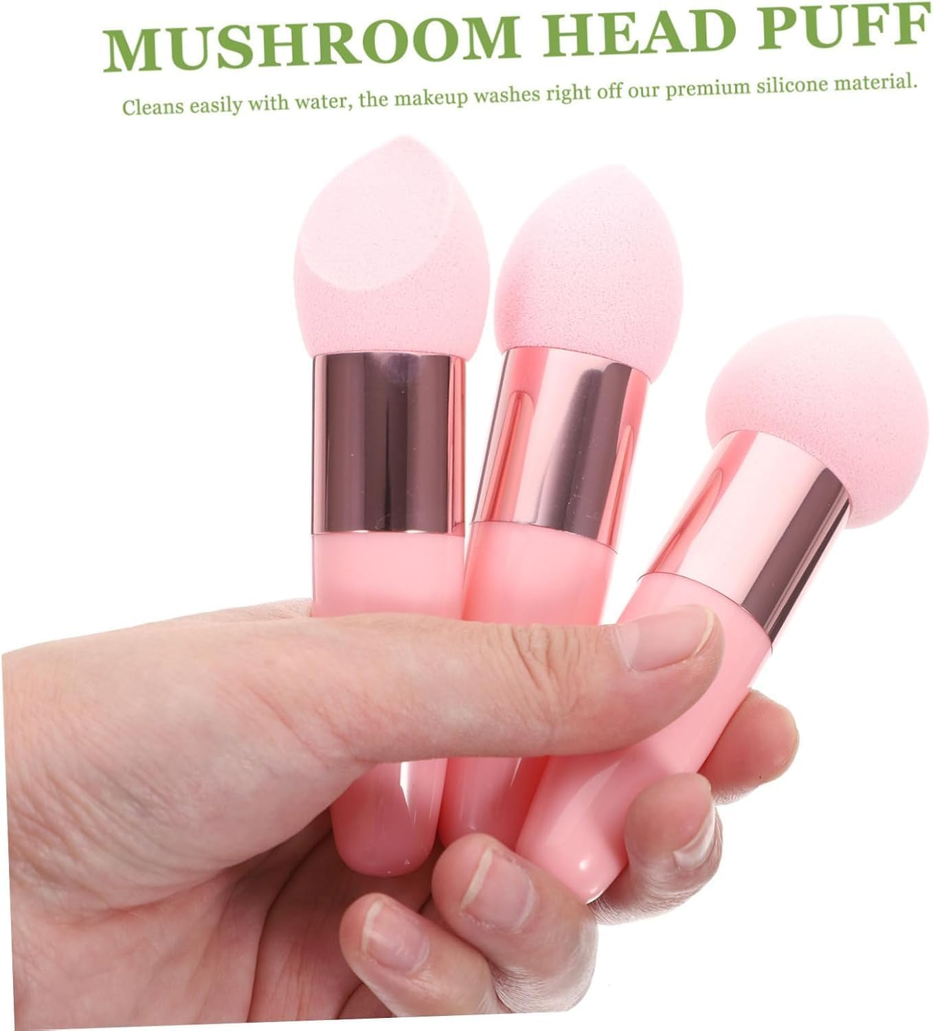 Fokmuaex 3PCS Makeup Sponges Set - Large Beauty Blender with Ergonomic Handle for Liquid, Cream & Powder Foundation, Wet/Dry Use, 3 Styles for Face Contouring & Blending image number 6