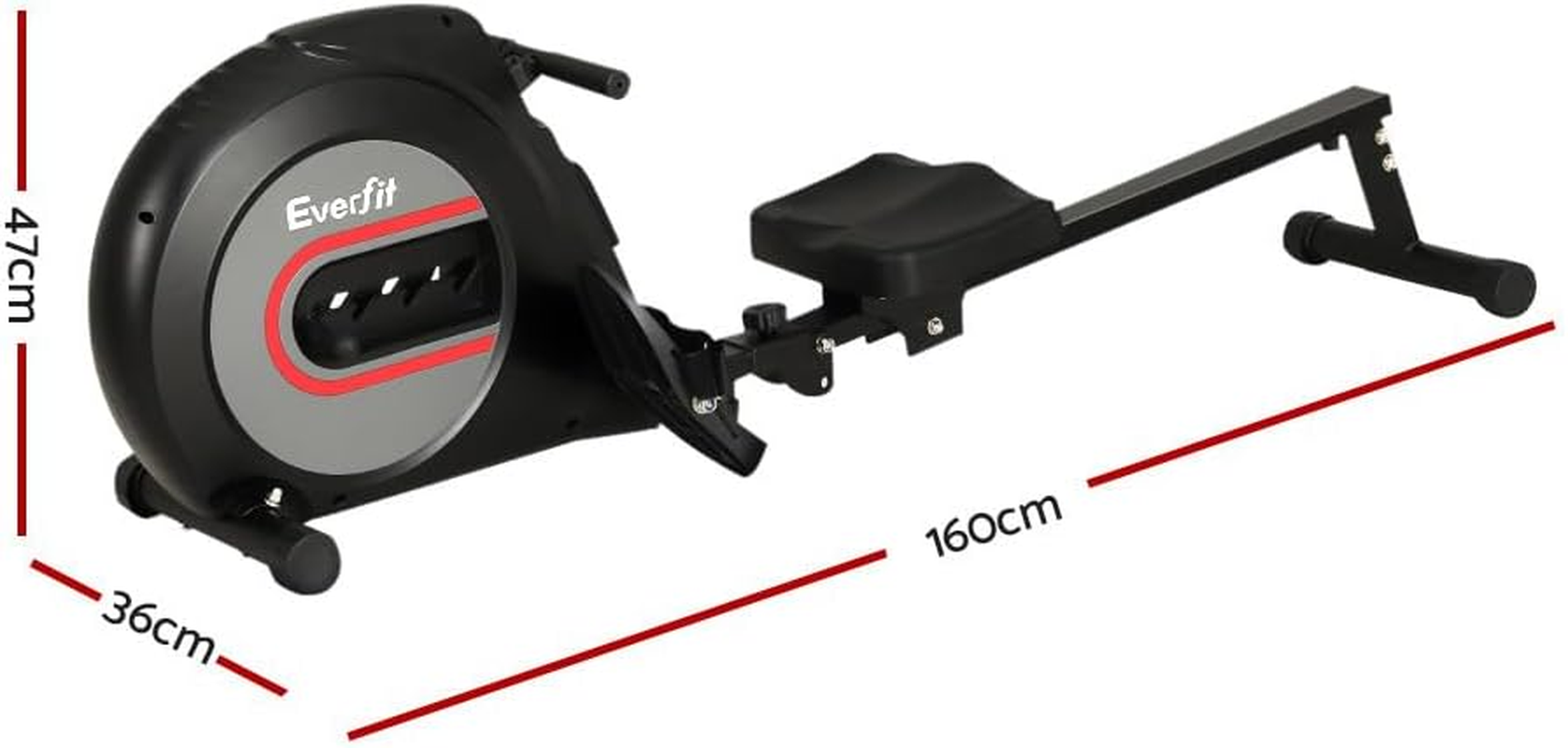 Everfit Elastic Rope Resistance Rowing Machine, Foldable Rower Home Gym Fitness Equipment Cardio Workout Exercise, Adjustable 4 Levels 150KG Weight Capacity Black image number 5