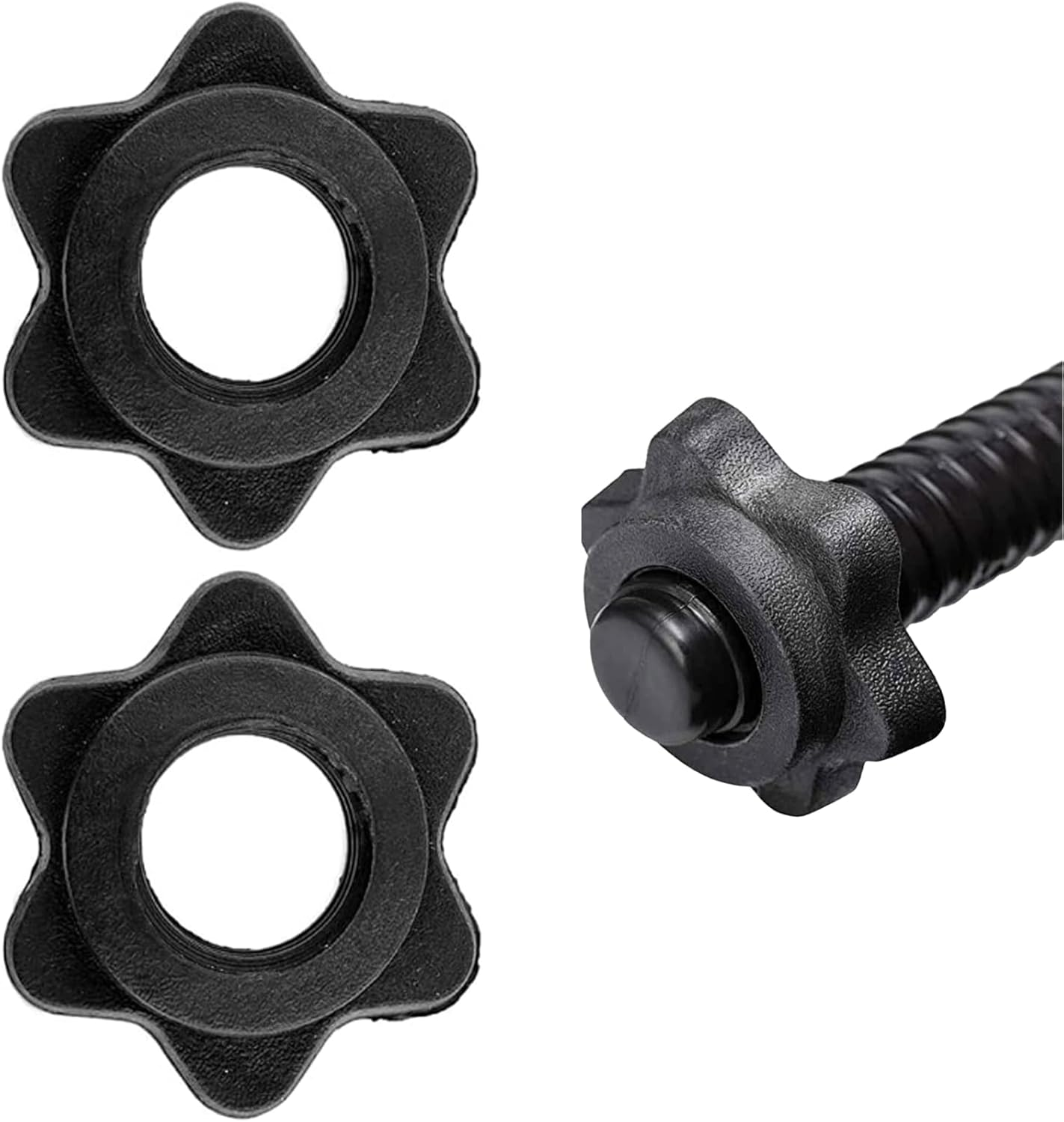 2Pcs Barbell Bar Hexagon Nuts,Anti-Slip Spin-Lock Collar Screw Hex Nut Screw Clamps,Barbell Clips Dumbbell Hex Nut Barbell Spin-Lock Collars Screw Clamps for Dumbell Weight Lifting Fitness Training image number 4