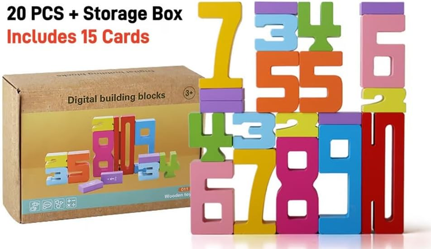 MOONKATE Montessori Wooden Math Number Building Blocks Toys for Kids image number 6