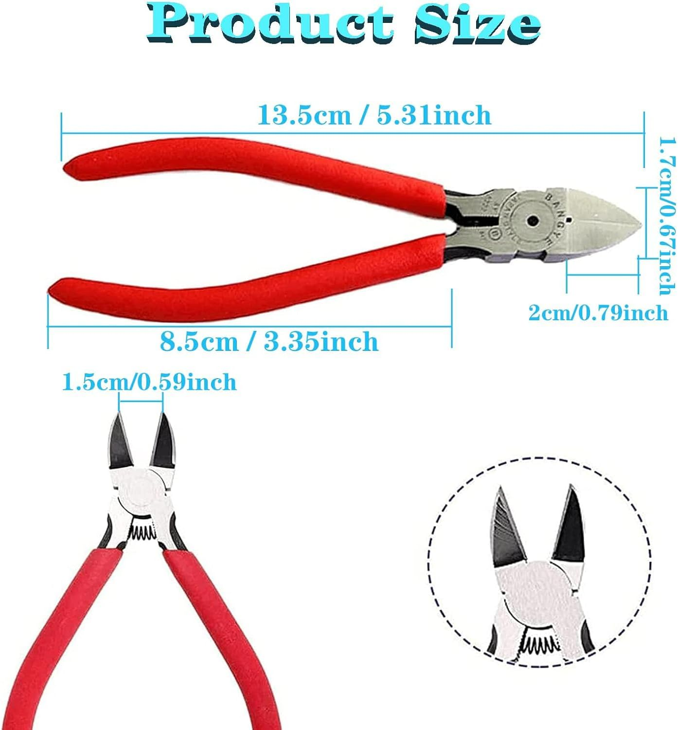 YUENTOEN Wire Cutter, 5 Inch Diagonal Cutter Plier, Ultra Sharp Side Cutting Nipper, Spring Loaded Flush Cutter for Cut Electrical, Jewelry, Crafting, Soft Wires and Plastics image number 6