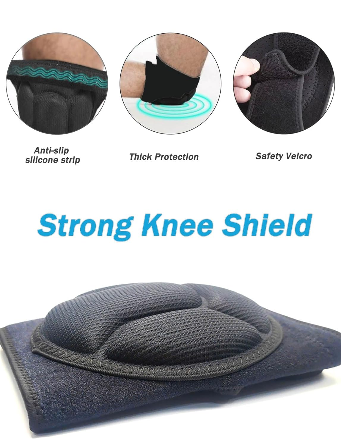 Rolxmed Knee Pads EVA Sponge Cushioned Adjustable, Collision Avoidance Brace for Sports and Kneeling Work Gardening Housework and Maintenance for Men Women (L, 2Packs) image number 5