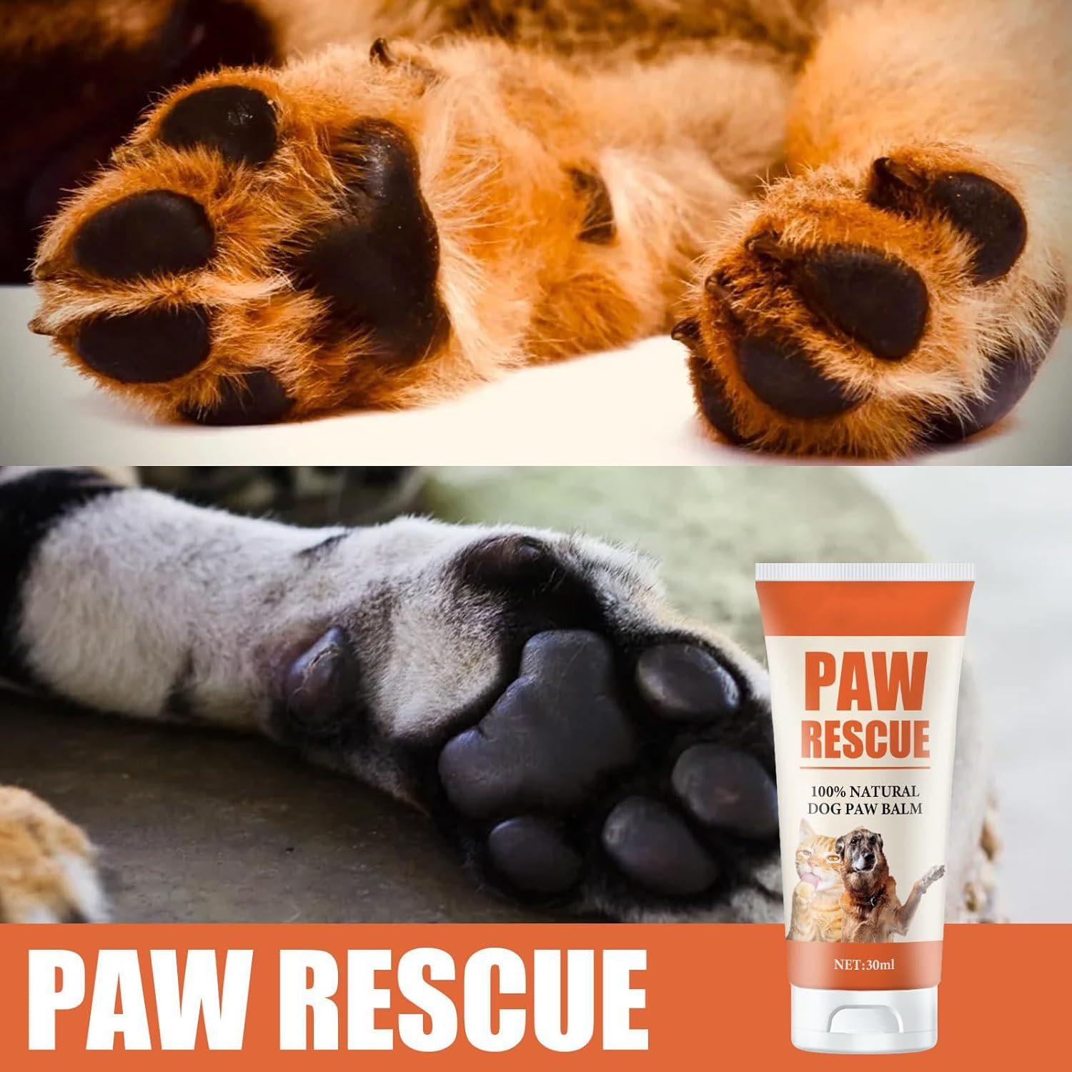 Pet Paw Balm for Dogs & Cats - 30G Paw Protection Balm, Relieves Cracking Paws & Nose, All-Season Paw Care for Rough Surfaces, Natural Healing Wax image number 4