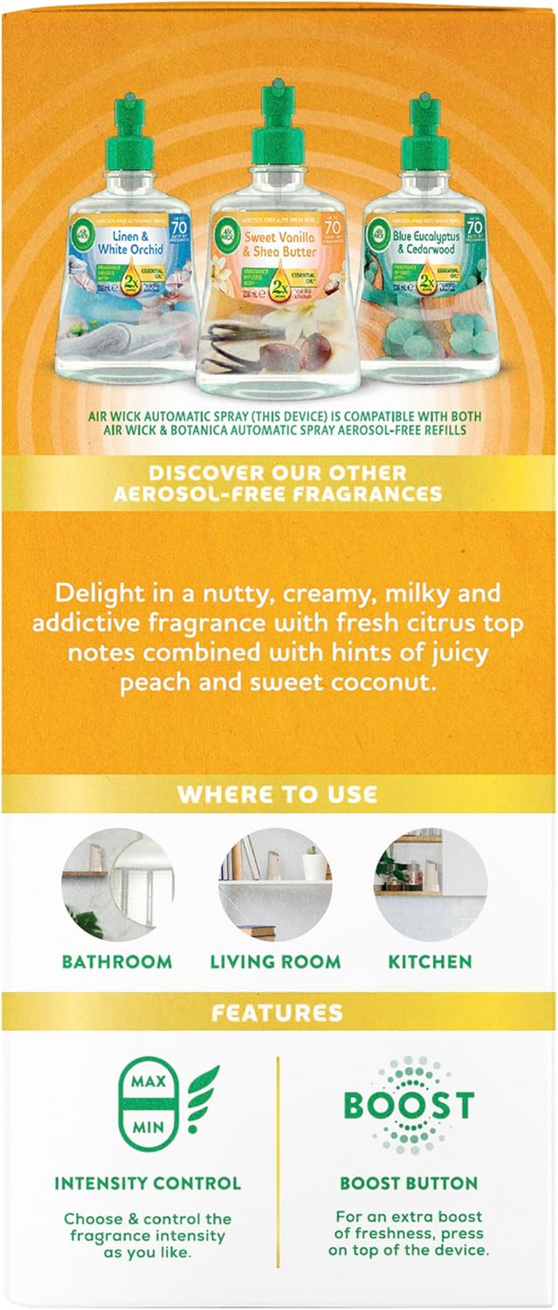 Air Wick 2X Essential Oil Sweet Vanilla & Shea Butter Auto Spray 228Ml Air Freshener image number 5