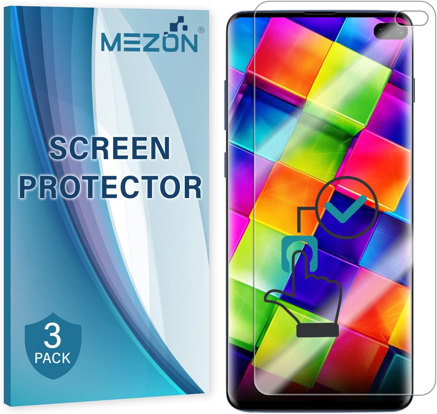 MEZON [3 Pack] Premium Hydrogel Screen Protector for Samsung Galaxy S10 5G &ndash; Full Coverage Ultra Clear Edge-To-Edge Film &ndash; Case Friendly, Shock Absorption (Galaxy S10 5G, Hydrogel) image number 5