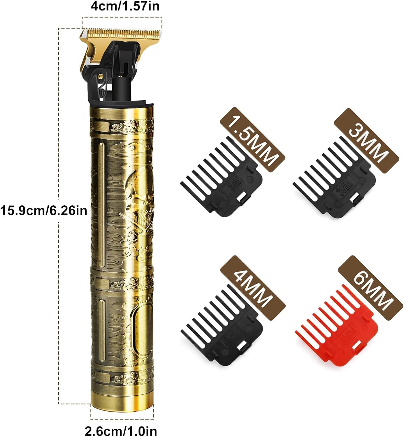 Professional Hair Trimmer for Men, Beard Trimmer Hair Clippers for Men, Cordless Rechargeable Hair Trimmer Metal Body Cutting Grooming Kit,Beard Shaver Barbershop (Bronze) image number 2