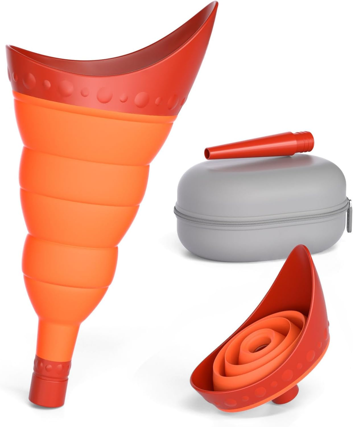 TRIPTIPS Pee Conch Foldable Female Urinal Device Portable Urinal for Women Pee Funnel for Women Travel, She Pee Cup for Women, Stand to Pee Reusable Womens Urinal Funnel with Tube and Case