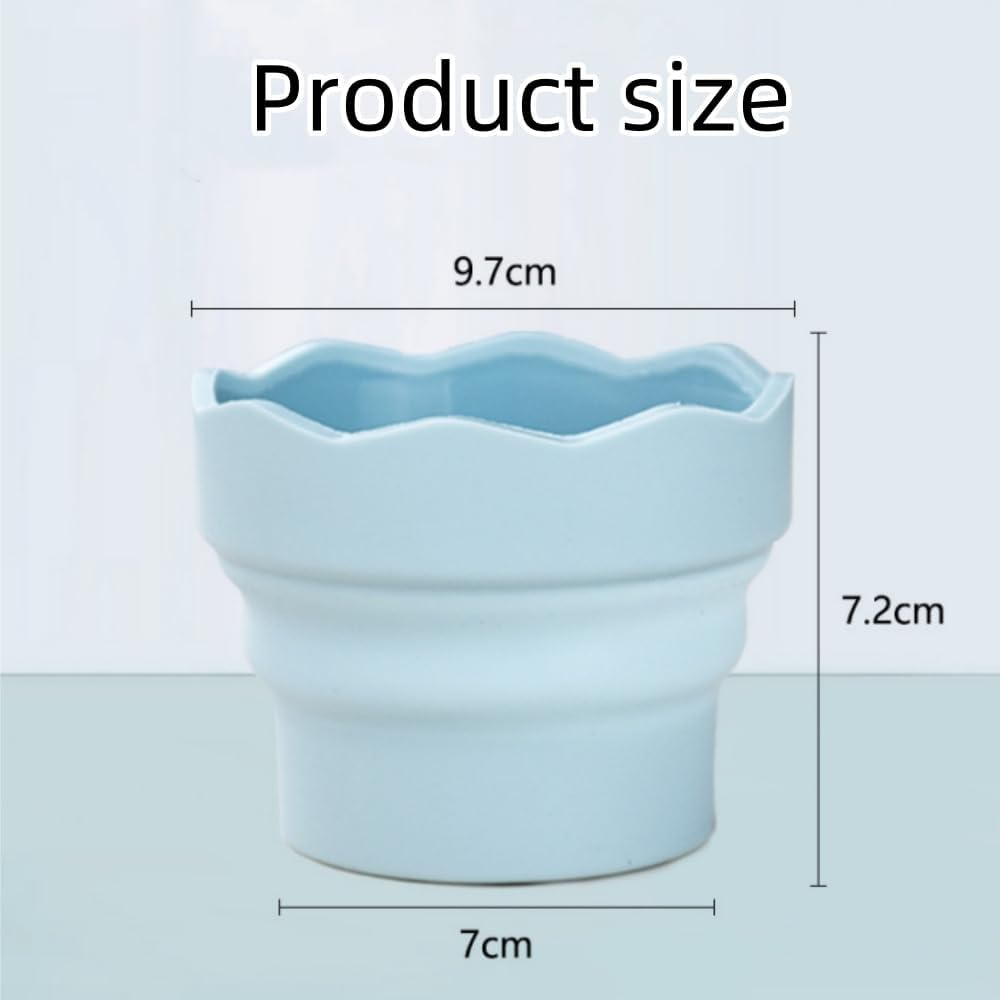 2PCS Collapsible Paint Brush Cleaner Cup,Silicone Handy Paint Cups for Painting Portable Silicone Washing Bucket Brush Holder Cleaner for Watercolor Oil Painting image number 2