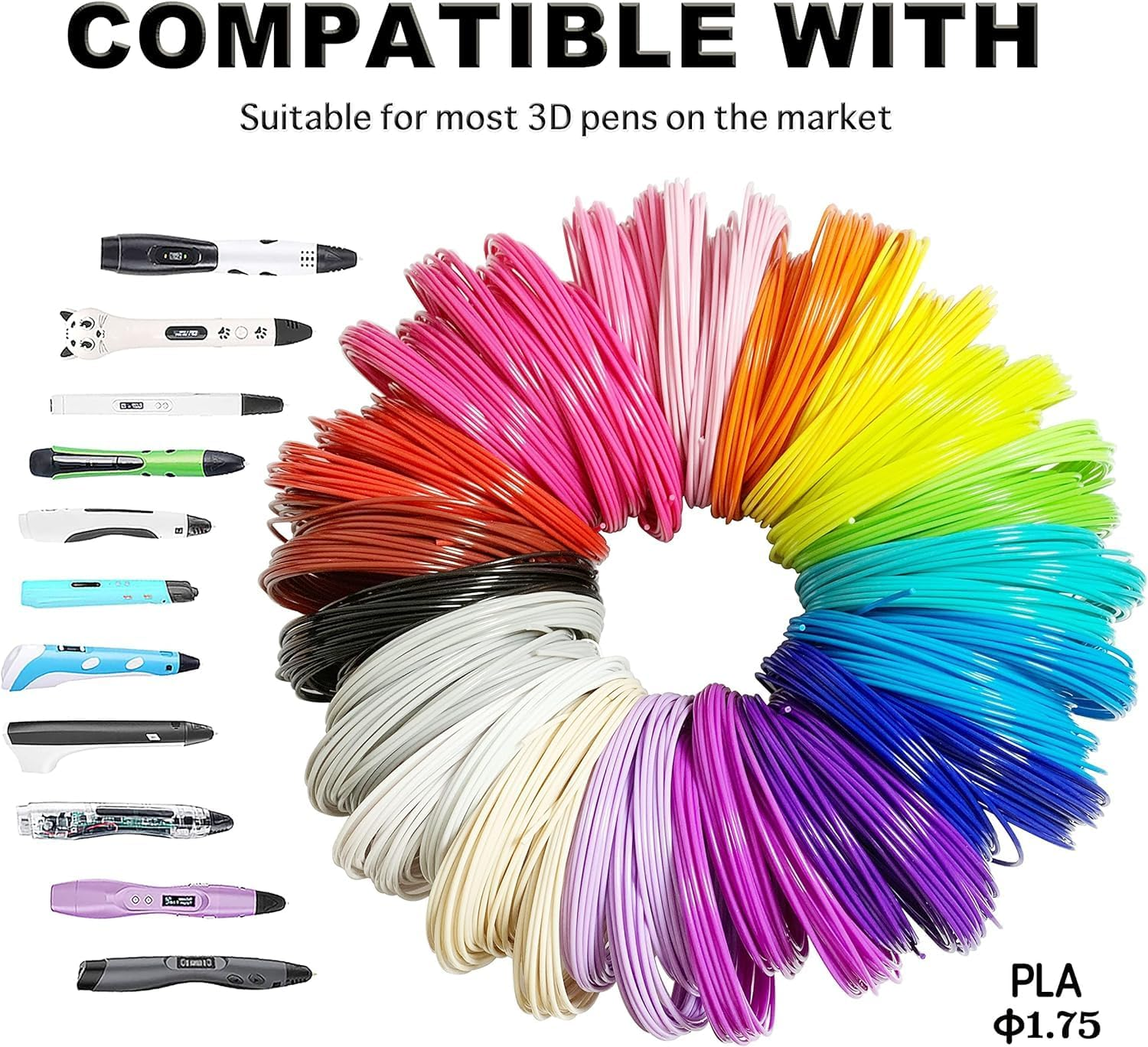 3D Pen Filament Pen Refill in 20 Colors, 1.75Mm Pla-Compatible SCRIB3D MYNT3D 3D Pen, Print Pen Filament Plastic for Doodlers to Create Crafts, Gel Clay Materials image number 2