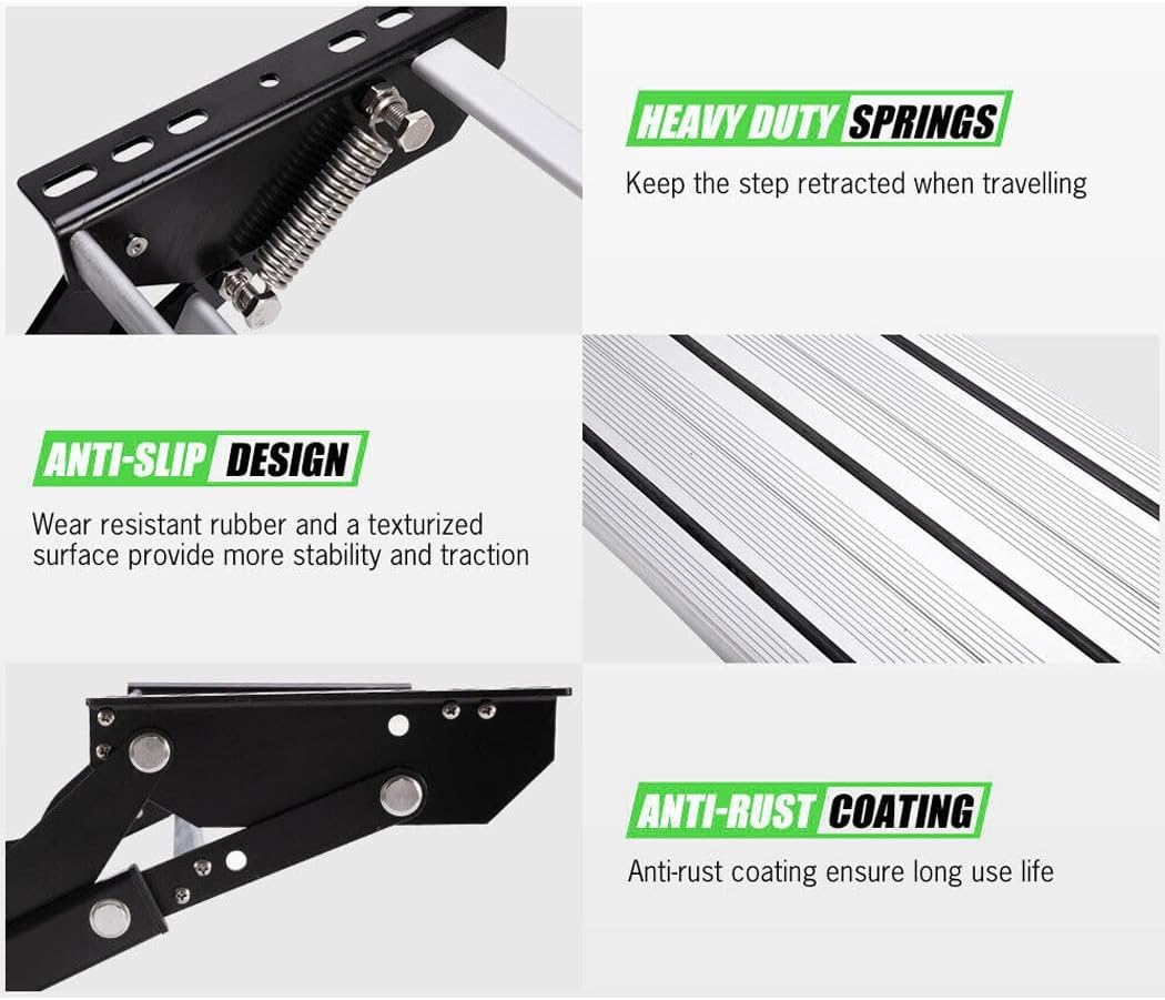 Double Caravan Step,Pull Out Folding Aluminium Steps,Off Road RV Camper Trailer Motorhome RV for Camping,Travelling, Outdoor Activities (Double-Deck with LED) image number 1