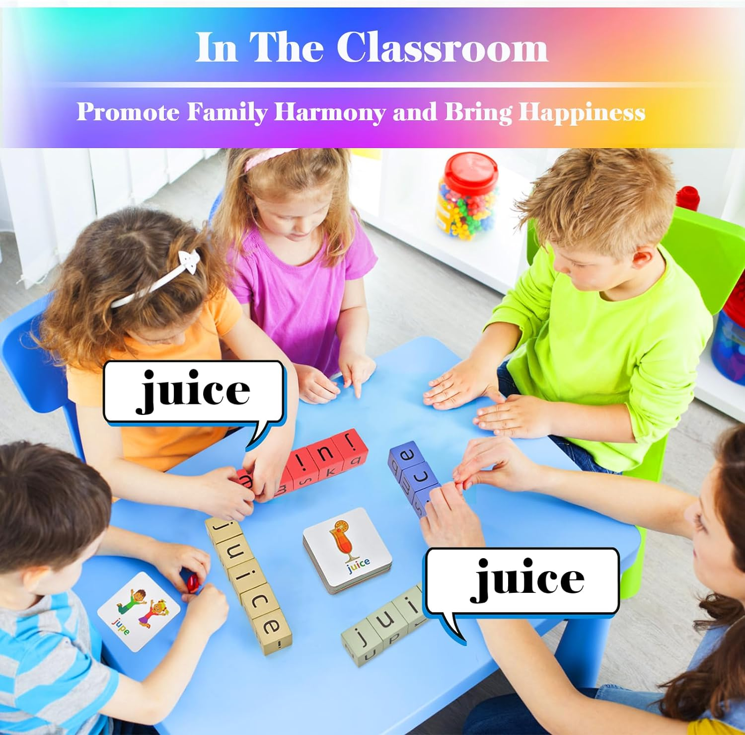 Educational Flash Cards and Wooden Blocks Spelling Games, Alphabet Matching Multiplayer, Stimulates the Brain'S Imagination and Creativity, Flash Cards for Kids Ages 4-8 Suitable for Classroom,Parties image number 6