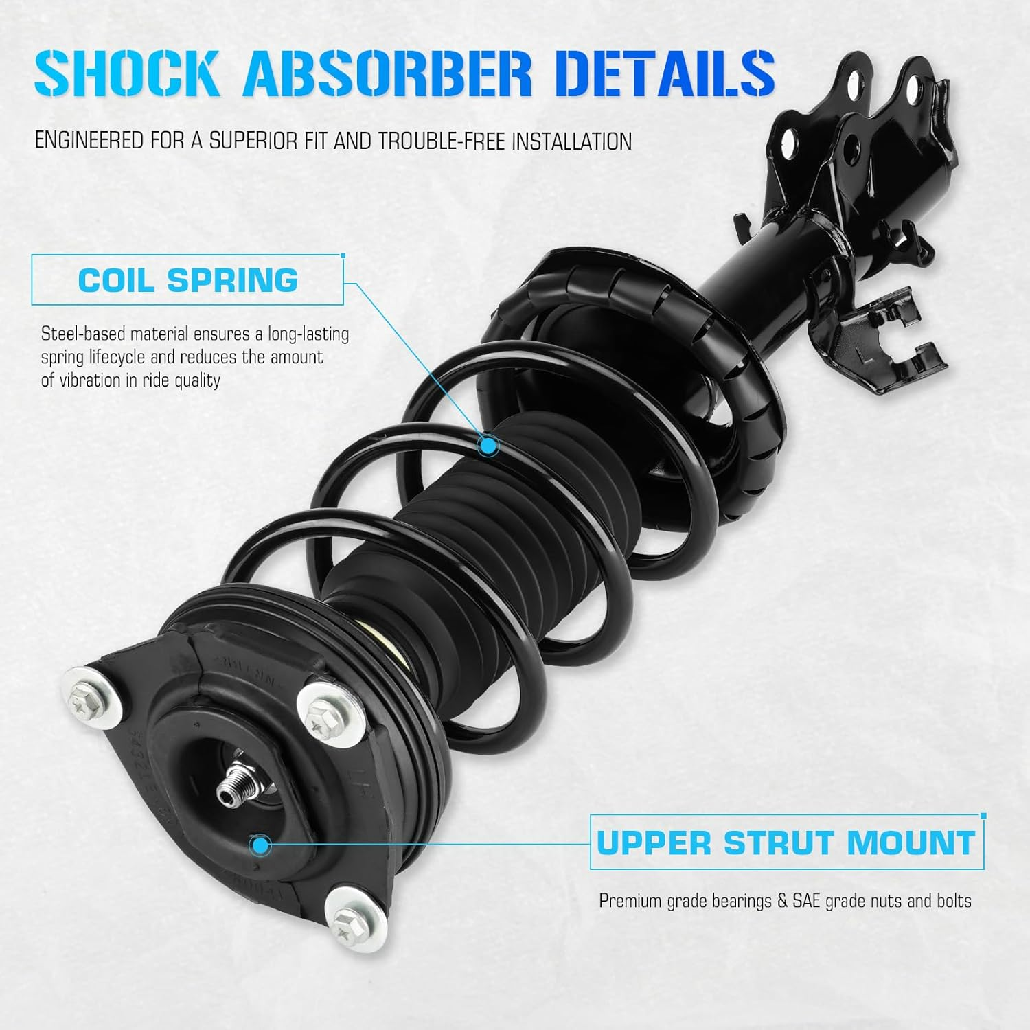 Front & Rear Complete Struts W/Coil Spring for 2007-2011 Nissan Versa (All Models), 2012 Nissan Versa (ONLY 1.8L S/SL Hatchback), Strut Shock Absorbers Assembly, Replace for 172352 172351 343465, 4PCS image number 3