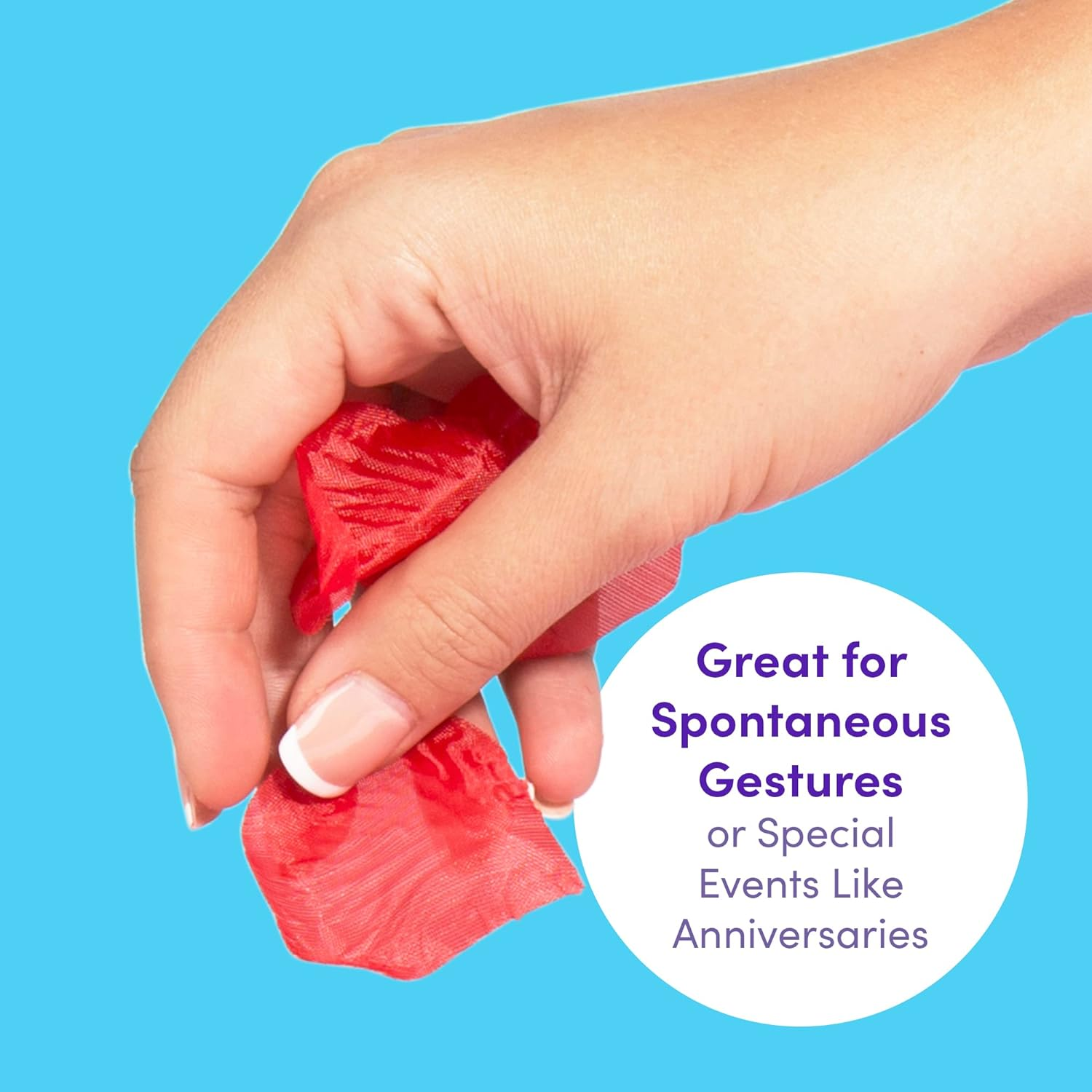 Lovehoney Red Fake Rose Petals - Reusable & Unscented Fabric Petals - Perfect for Valentines or Date Nights - Pack of 75-80 image number 5