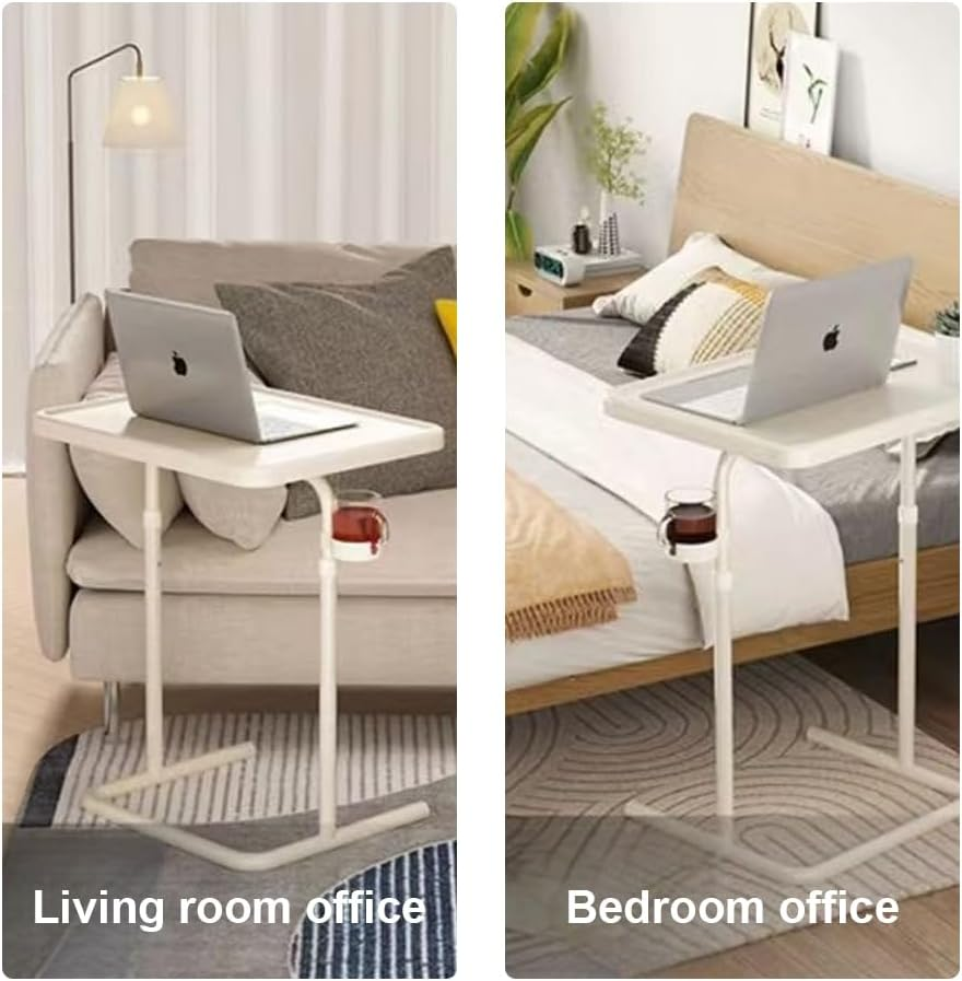 MTSDM Adjustable Laptop Table with Cup Holder, Mobile Standing Desk Table Adjustable Height Office Computer Stand, Suitable Side Table for Tablets, Writing Desks, Tilt and Height Adjustable image number 3