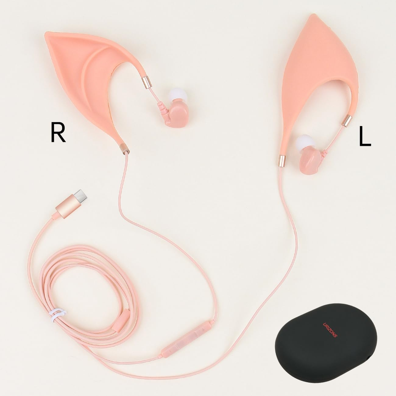 URIZONS Elf USB C In-Ear Headphones for Children &ndash; Elegant Design of Elf Ears Type C Earbuds with Wire Ultra Soft Adorable Earphones Cosplay Spirit Costume for Huawei/Samsung image number 3