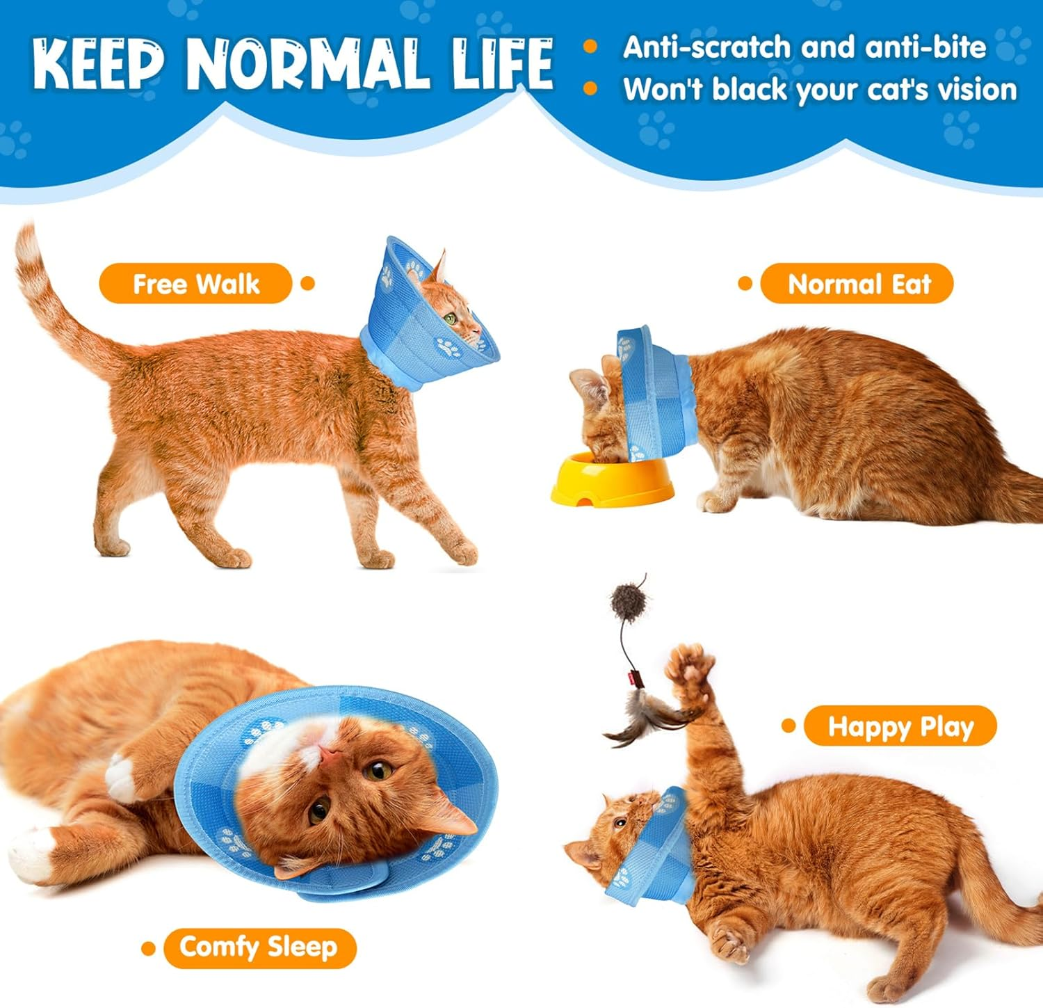 Cat Collar, Foldable Soft Protective Collar, Elisabethan Collar, Recovery Collar, Soft Collar Cone after Surgery and Injuries for Puppies, Small Dogs and Cats (S) image number 3