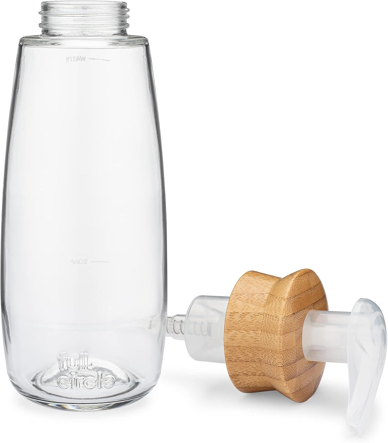 Full Circle 16 Oz. Foaming Soap Dispenser, Transparent, Glass Bamboo Plastic Silicone, Refillable, Wide Mouth, Automatic Pump