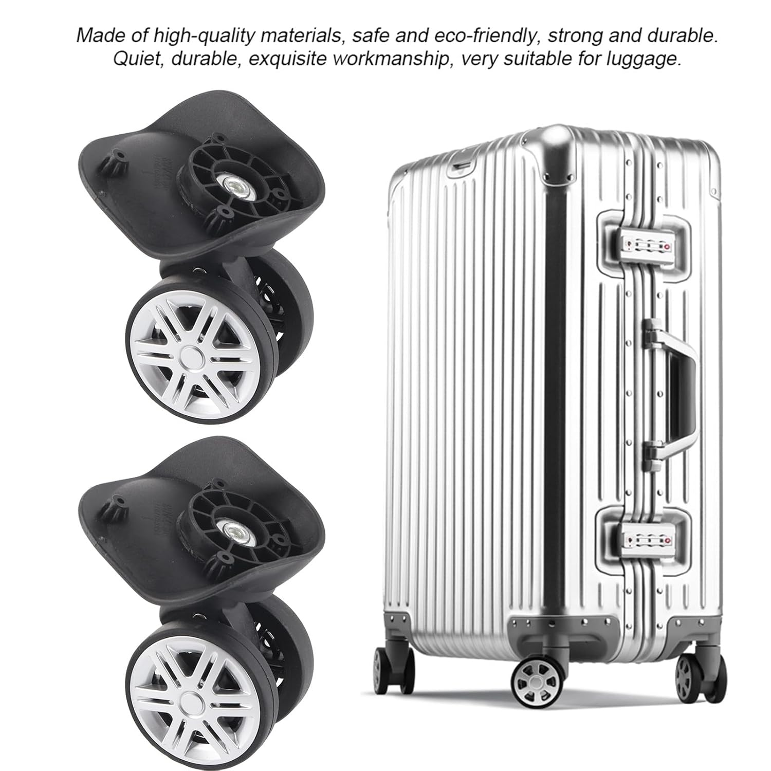 QANYEGN 1Pair Double Row Large Wheel, Outdoor Case Suitcase Accessory, PP Luggage Wheel Replacement for Travel, Outdoor image number 6