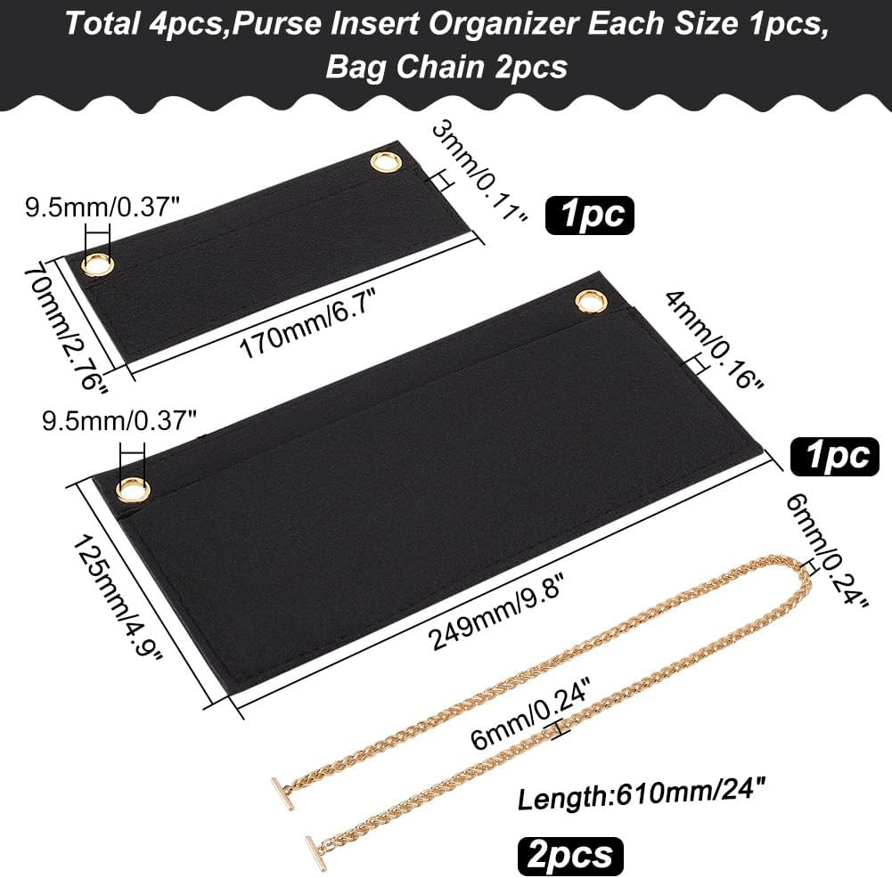 WADORN 2-Size Conversion Kit for Purse Organiser with Gold Chain image number 2