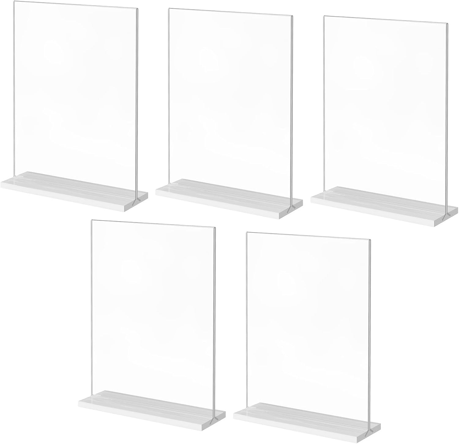 5 Pack Sign Holder, Clear T-Shape A5 Table Top Display Stand, Double Sided Holder for Menu Display, Paper Desk Display Stand, Upright Poster Holder for Promotion Leaflet Exhibition Pictures (5)