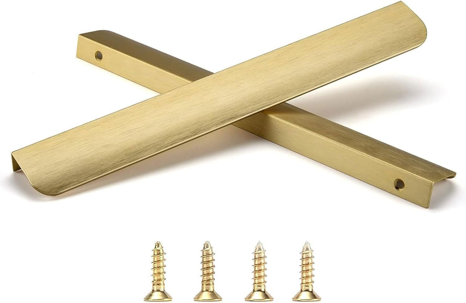 Satanga Edge Finger Tab Pull for Cabinets Hardware Closet Pulls Square Bar Pulls Drawer Pulls 5Pack Easy to Install 6Inch 150Mm Brushed Brass