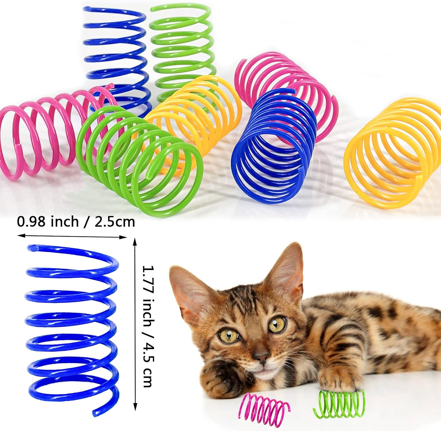 100 Pcs Cat Springs Toys, Cat Spiral Springs Colorful Interactive Cat Toys for Indoor Cats, Lightweight Durable Plastic Cat Spring Coil for Chewing, Swatting, Biting, Hunting Kitten Toys image number 3