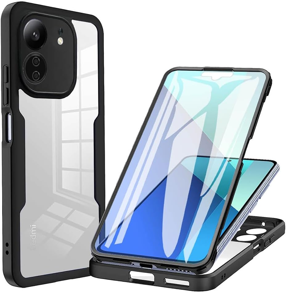 SEAHAI Clear Case for OPPO A5X 5G/4G, with Built-In Screen Protector 360&deg; Full Body Rugged Armor Heavy Duty Shockproof Silicone TPU Bumper Trasparent Cover - Purple