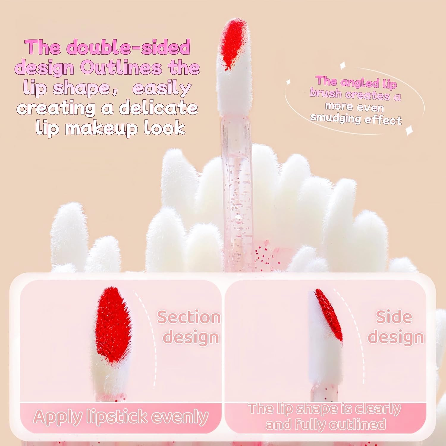 QIAOXUFE 200Pcs Make-Up Lipstick Brush, Lip Gloss, Concealer Brush, Lipstick Stick Applicator, Lip Applicator Tool for Perfect Lip Makeup（50Pcs Pink+50Pcs Blue+50Pcs Purple+50Pcs Black)Crystal Stick Lip Brush image number 3