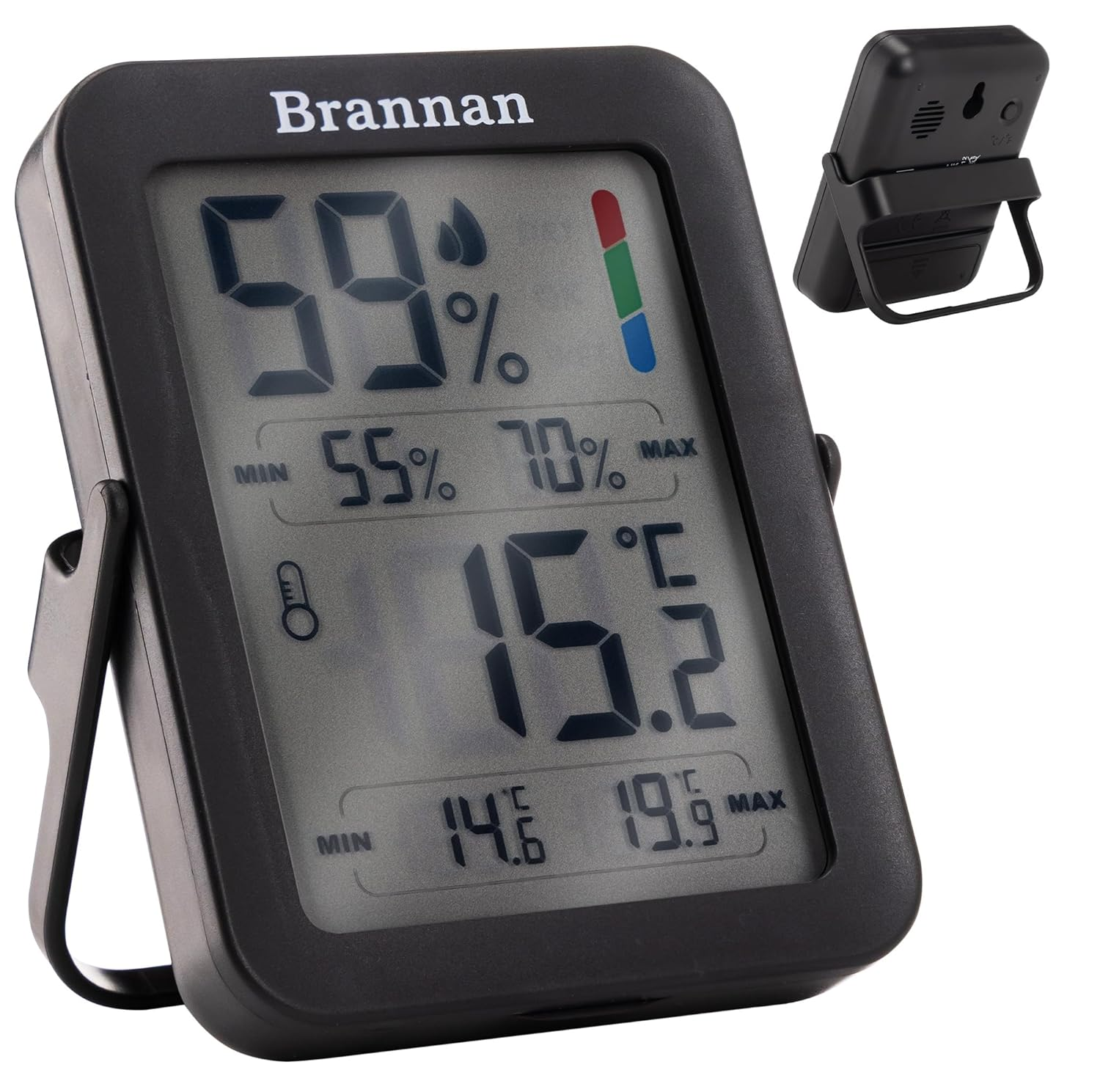 Brannan Max Min Thermometer Indoor Humidity Meter Hygrometer - Accurate Room Thermometer Maximum Minimum Recording Temperature Digital Display to Monitor House Home Office Nursery Greenhouse image number 3