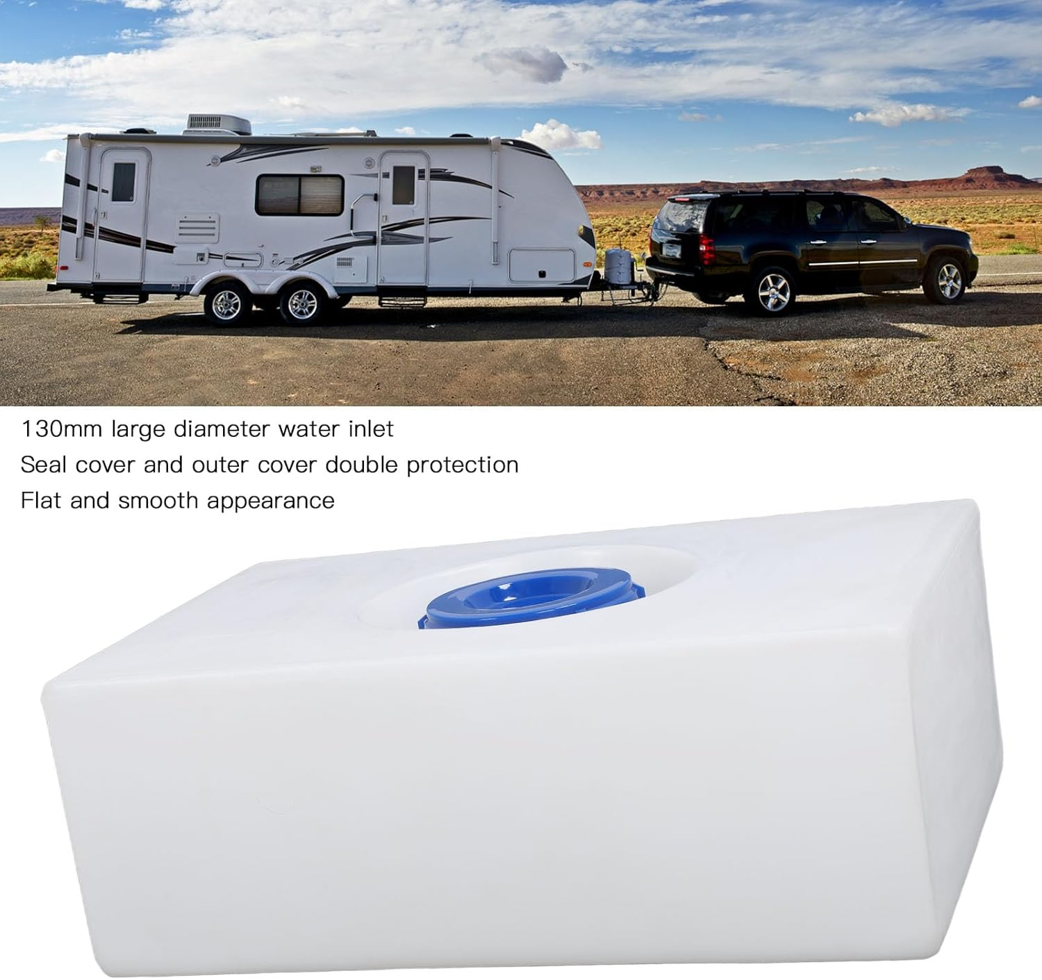 Water Storage Tank, 13 Gallon Double Cover Water Tank 130Mm Water Inlet 50L Seamless Construction for Boat image number 2