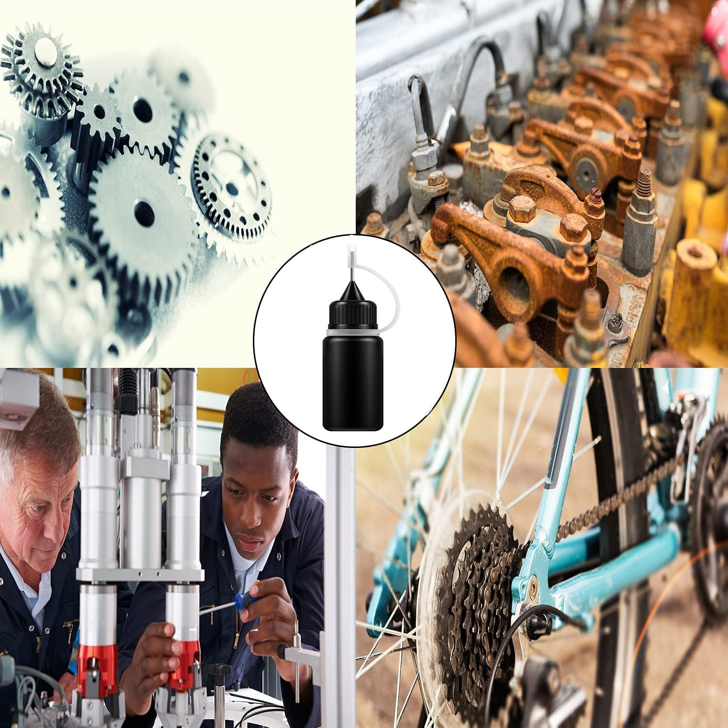 AQSXO 1 Ounce Black Needle Tip Glue Bottle, Tip Applicator Bottle with 2 Funnel, for Glue,Liquid,Oil, DIY Crafts Etc, 6 Pcs. image number 4