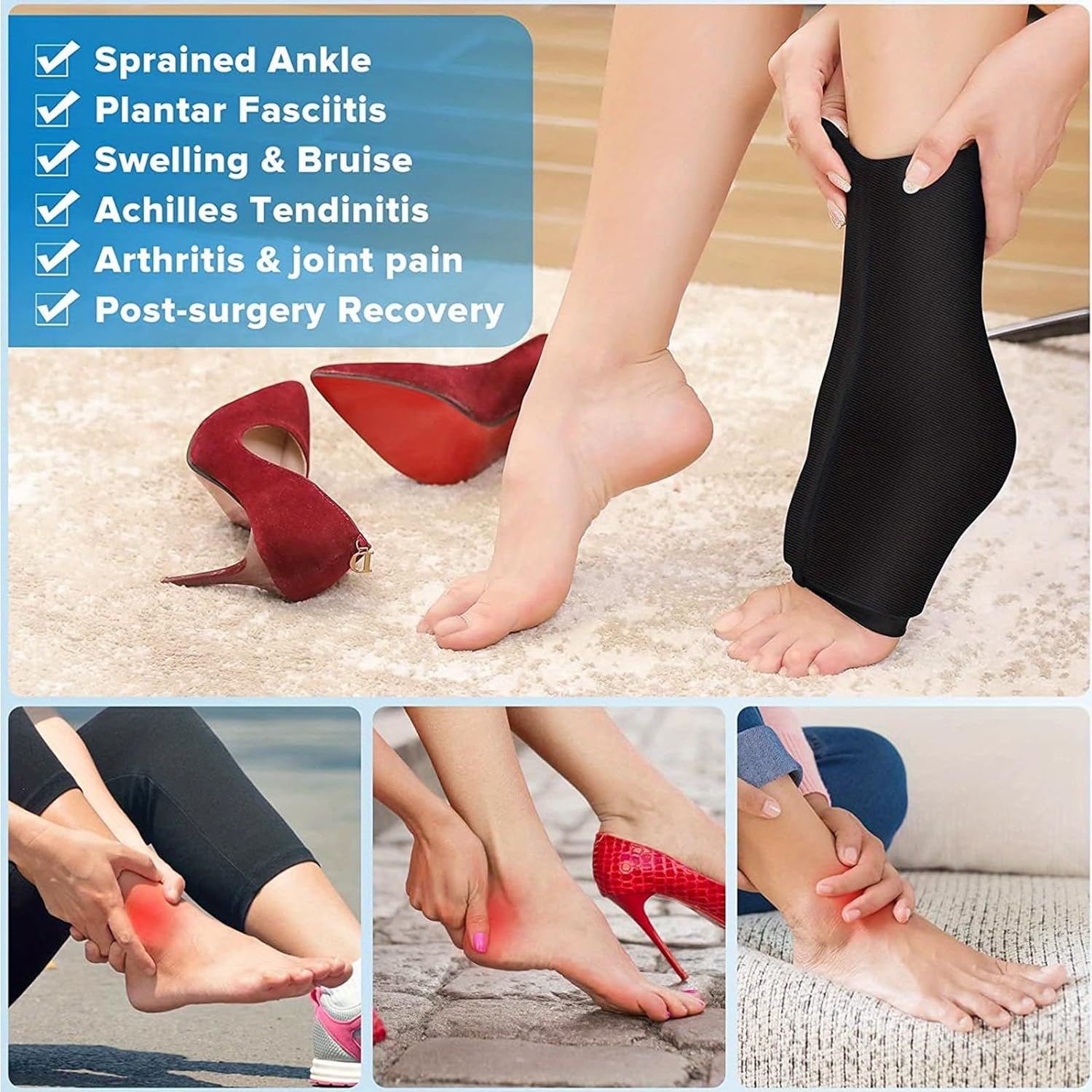 Ankle and Heel Ice Pack Wrap &ndash; Reusable Gel Cold and Hot Therapy for Home Use, Pain Relief, Swelling and Foot Recovery L image number 3