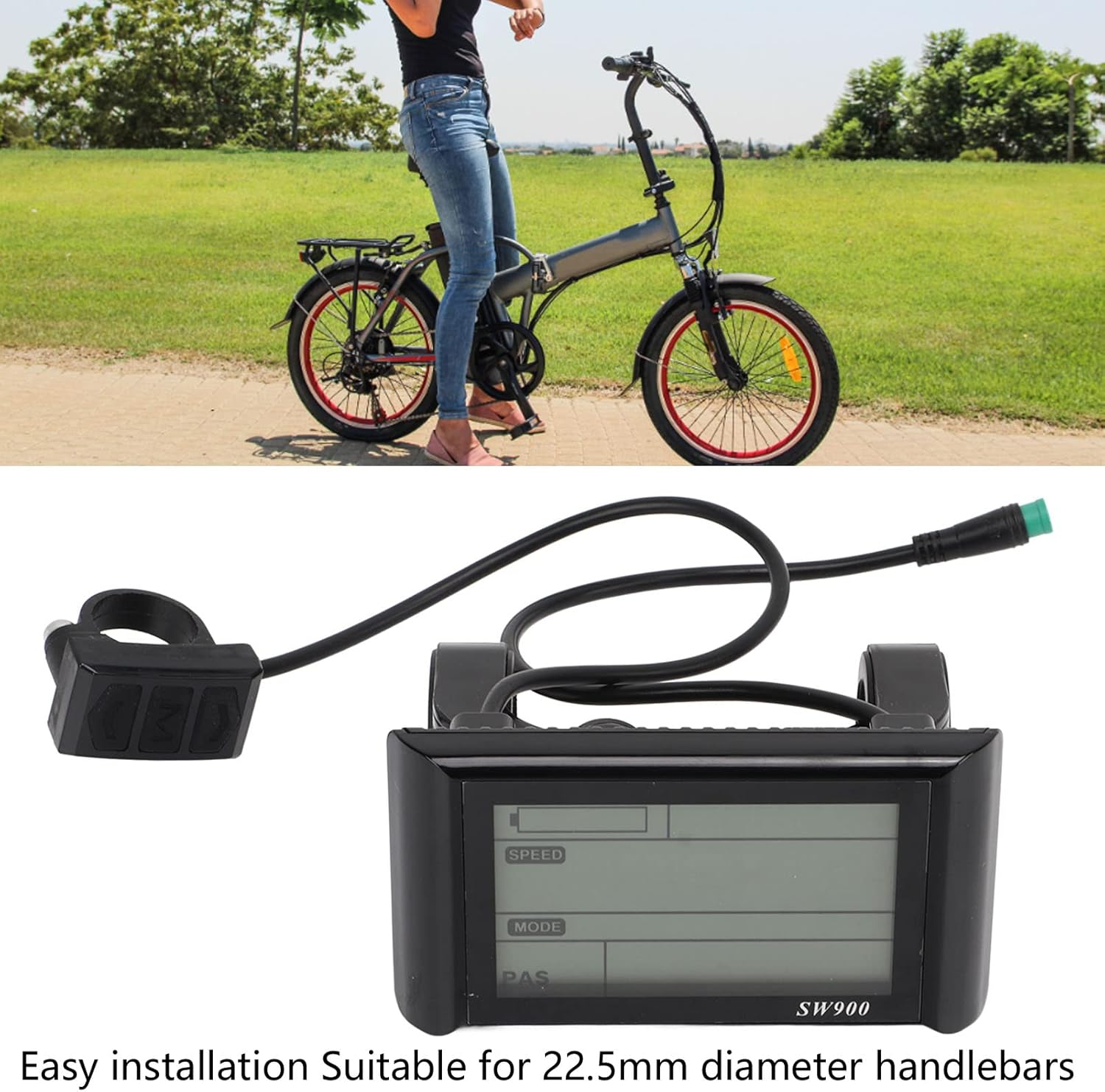 Ebike LCD Display, 24V 36V 48V 60V 5 Pin Waterproof E Scooter SW900 LCD Panel Screen for 22.5Mm Handlebar Electric Bikes, Replacement Electric Bike LCD Display Meter image number 2
