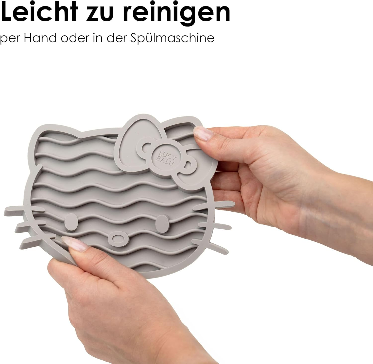 Lucybalu X Hello Kitty ZENCAT Licking Mat for Cats, Cat Licking Mat, Slow Feeder, Lick Mat Made of Food-Grade Silicone, Silicone Mat for Licking, Taupe image number 3