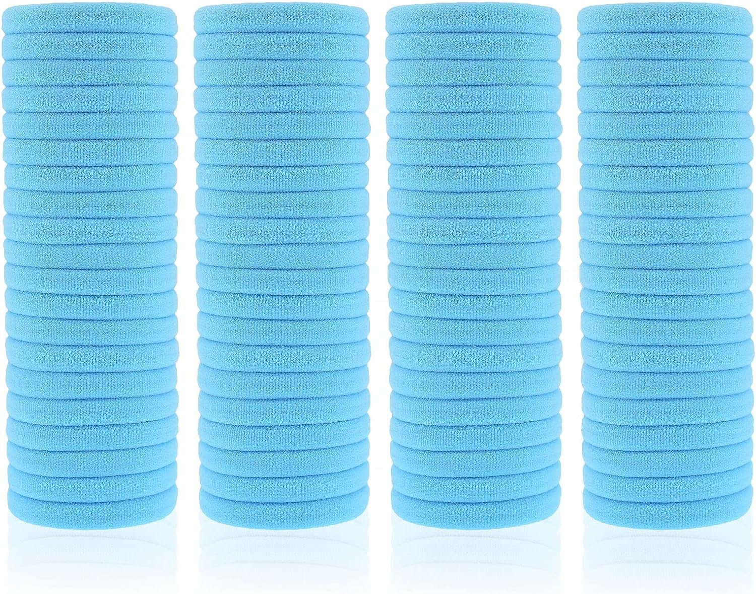 100 Pack Seamless Hair Ties for Women Girls Ponytail Holders for Thick Hair (Light Blue)