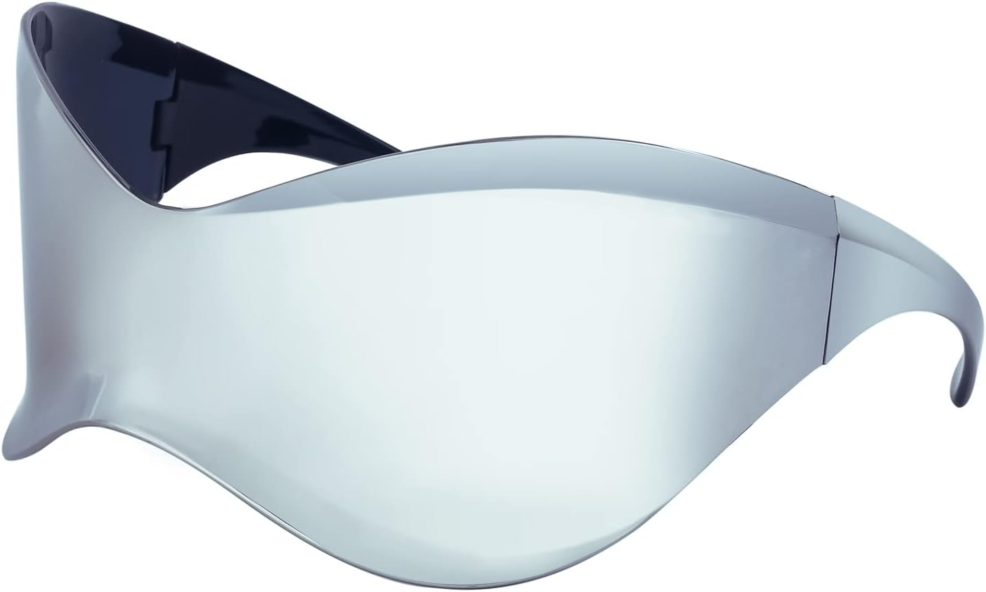 LJCZKA Rimless Wrap around Sunglasses for Women Men, Oversized Futuristic Sunglasses Y2K Trendy Shades UV400 Protection