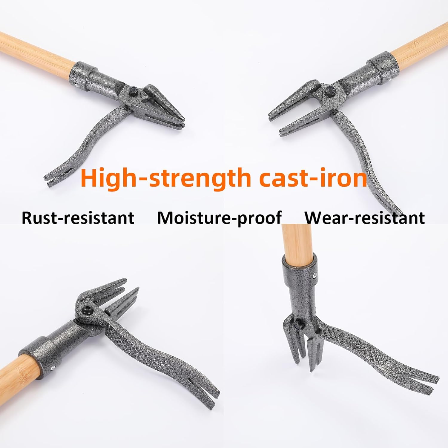 Shgarden Weed Puller Tool Stand up Weed Puller Tool with Long Handle and 4-Claw Steel Head 3-Sectioal Pole Weed Remover Tool Garden Hand Weeding Tool for Garden Patio without Bending SH0085 image number 6